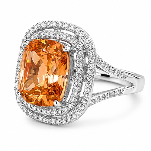 Sterling silver Vicky design golden cubic zirconia classic setting ring 17mm wide