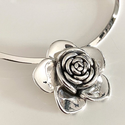 Sterling silver bold flower rose pendant 40mm size