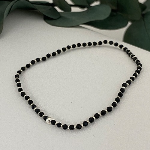 Sterling silver Gemstone silver ball elastic bracelet