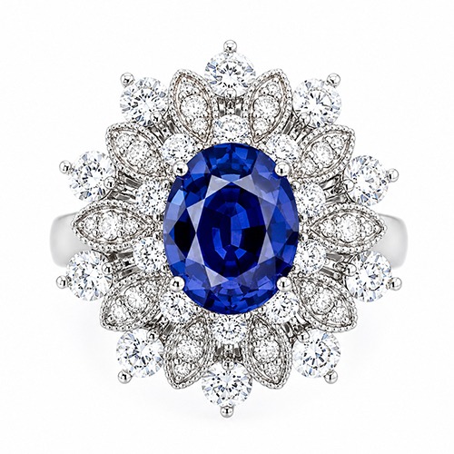 Sterling silver Riana design blue tanzanite flower design shape ring 20mm wide