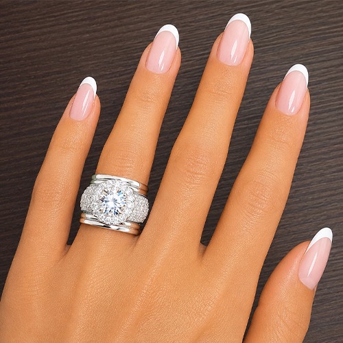 Sterling silver Elsa design white cubic zirconia band ring 15mm wide - Image 2