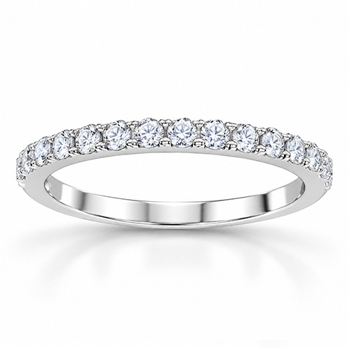 Sterling silver Avis design dainty half eternity cubic zirconia band ring 2mm wide