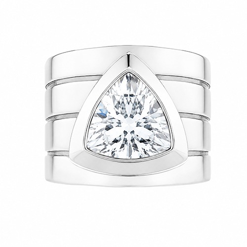 Sterling silver Alyssa design unique triangle cubic zirconia band ring 18mm wide