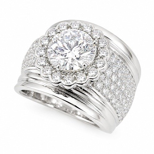 Sterling silver Elsa design white cubic zirconia band ring 15mm wide - Image 3