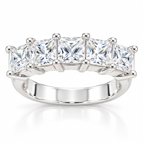 Sterling silver Lyla design square shape cubic zirconia band ring 6mm wide