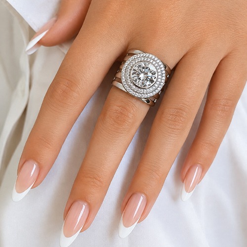 Sterling silver Tiffany design bulky wide cubic zirconia band ring 19mm wide - Image 6
