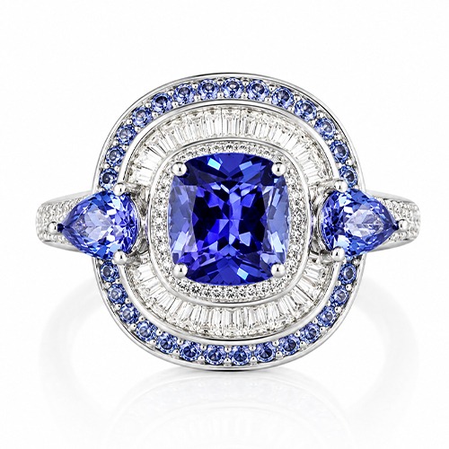 Sterling silver Jen design blue tanzanite cubic zirconia ring 19mm wide