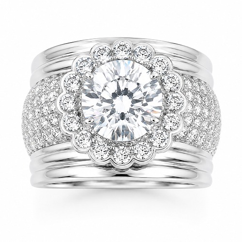 Sterling silver Elsa design white cubic zirconia band ring 15mm wide