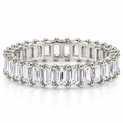 Sterling silver Isla design eternity emerald cut cubic zirconia band ring 5mm wide