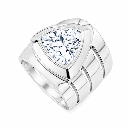 Sterling silver Alyssa design unique triangle cubic zirconia band ring 18mm wide - Image 6