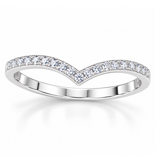 Sterling silver Rylee design dainty cubic zirconia wishbone ring 2mm wide
