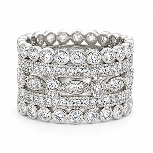 Sterling silver Gerda design multiple eternity cubic zirconia band ring 17mm wide