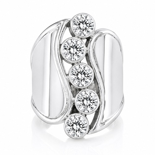Sterling silver Bella bulky wave design cubic zirconia ring 30mm wide