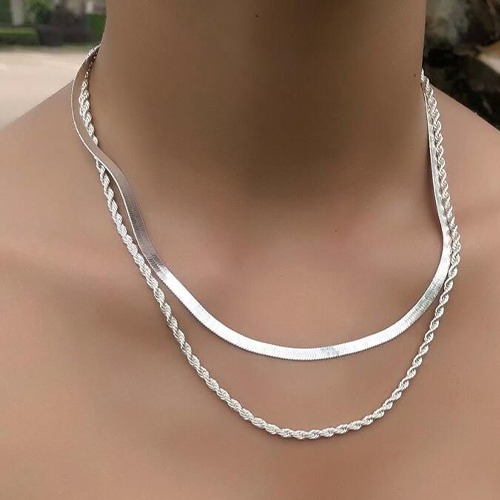 Sterling silver 3mm thickness twisted link necklace - Image 3