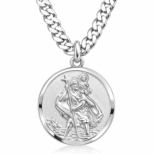 Sterling silver classic Saint Christopher pendant 10mm - 20mm size