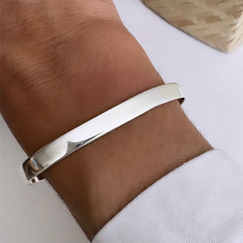 8mm wide Solid Sterling silver plain bangle