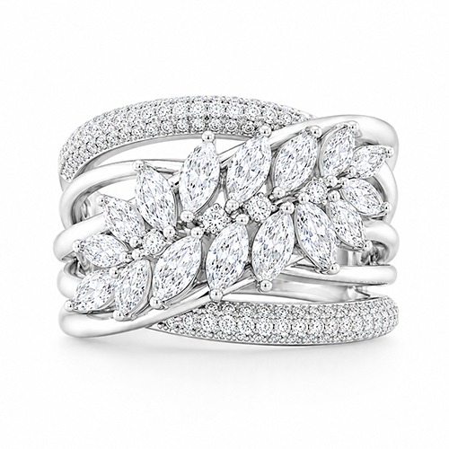 Sterling silver Alba design baguette cubic zirconia band ring 17mm wide