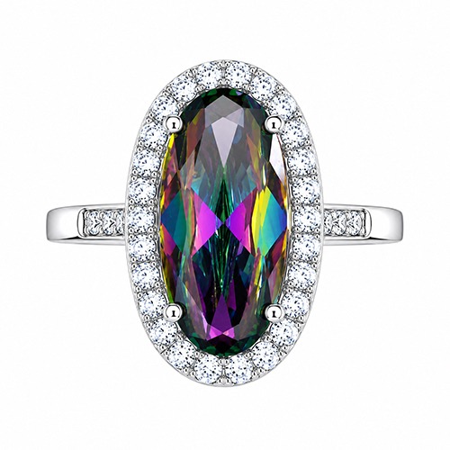 Sterling silver Alta design Majestic topaz oval setting ring 18mm wide