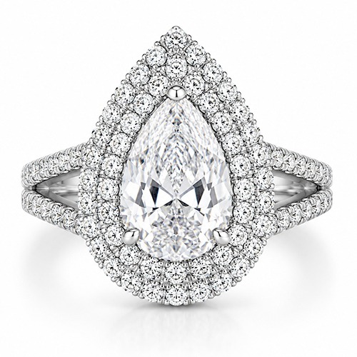 Sterling silver Chiara design pear shape white cubic zirconia ring 20mm wide