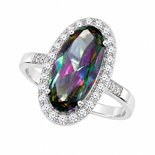 Sterling silver Alta design Majestic topaz oval setting ring 18mm wide - Image 2