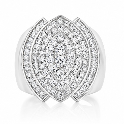 Sterling silver Rina design bold cubic zirconia design ring 20mm wide