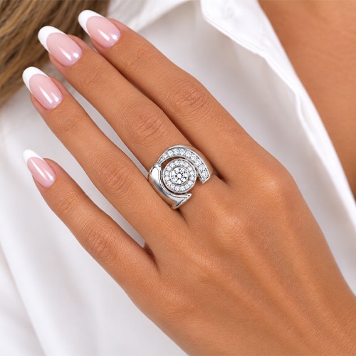 Sterling silver Amy design unique cubic zirconia band ring 16mm wide - Image 3