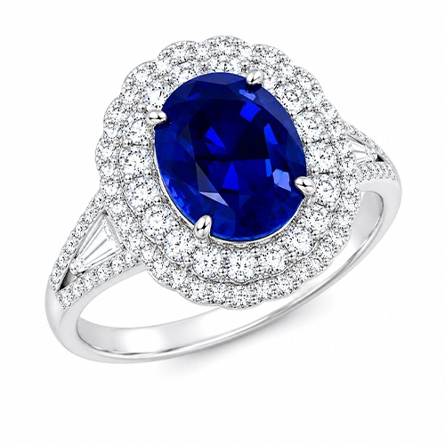 Sterling silver Savannah design blue tanzanite cubic zirconia classic round style ring 16mm wide - Image 2