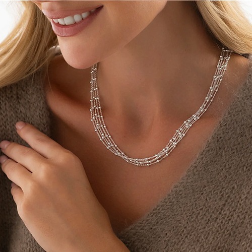 Sterling silver 5 strand ball chain necklace