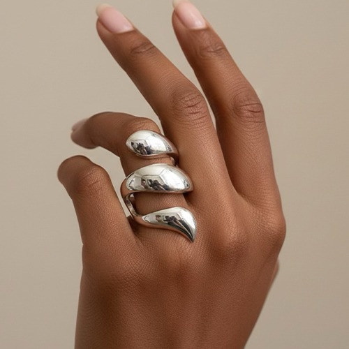 Sterling silver abstract wide wrap design ring 35mm wide