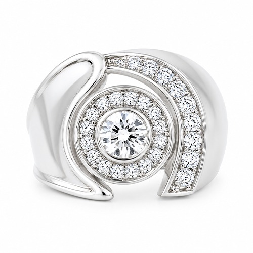 Sterling silver Amy design unique cubic zirconia band ring 16mm wide