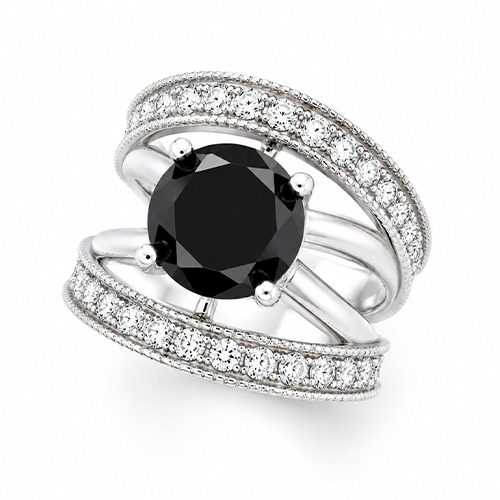 Sterling silver Amanda design classy elegant black cubic zirconia band ring 19mm wide - Image 2