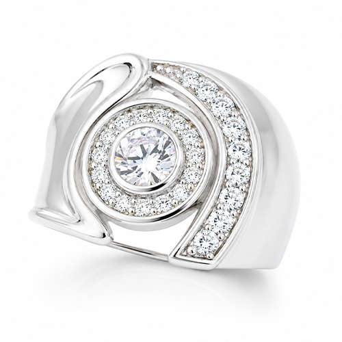 Sterling silver Amy design unique cubic zirconia band ring 16mm wide - Image 2