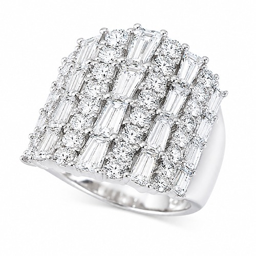 Sterling silver Maya design cubic zirconia baguette band ring 20mm wide