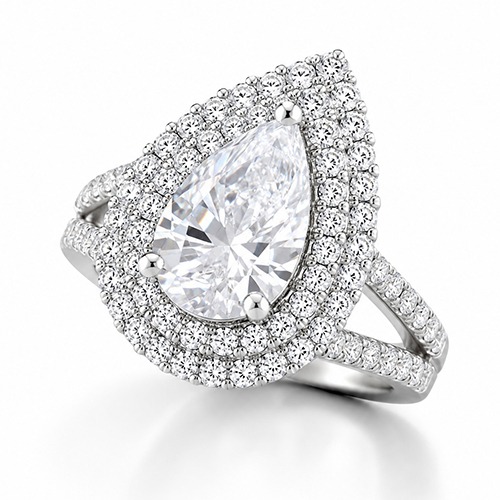 Sterling silver Chiara design pear shape white cubic zirconia ring 20mm wide - Image 2