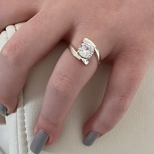 Sterling silver June wrap design cubic zirconia ring 14mm wide