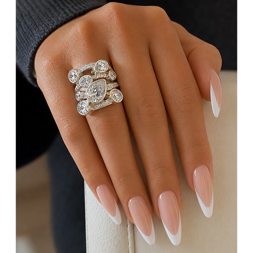 Sterling silver Bold Nova design cubic zirconia solid ring 22mm wide
