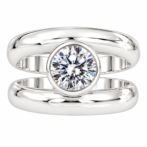 Sterling silver Christel design classic double band cubic zirconia ring 14mm wide