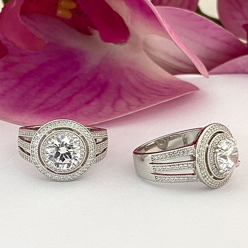 Sterling silver classic round cubic zirconia band ring 15mm wide