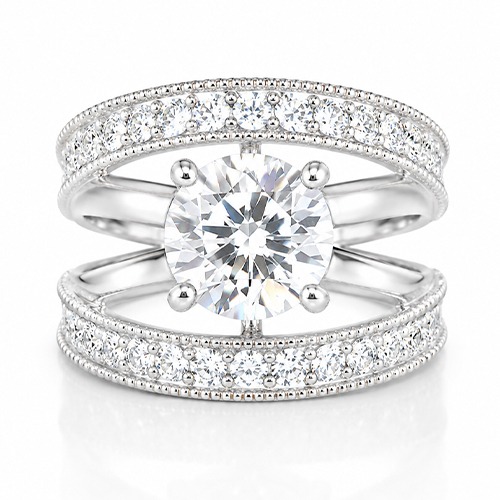 Sterling silver Amanda classy elegant design cubic zirconia band ring 19mm wide