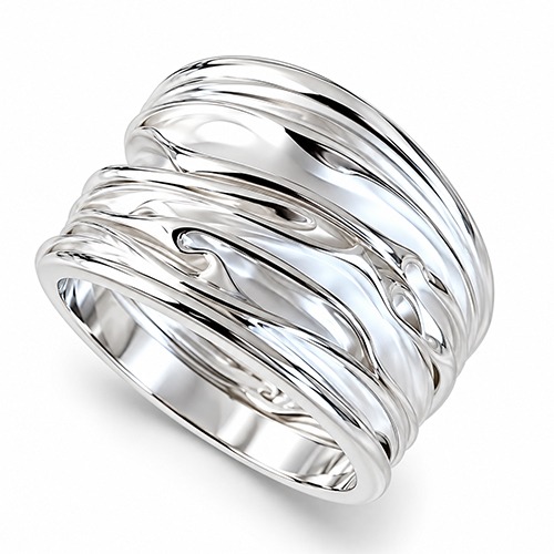 Sterling silver Margella design textured matte solid silver band ring 15mm wide - Image 3