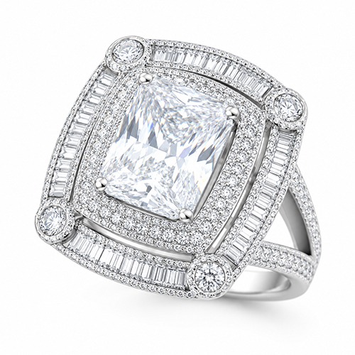 Sterling silver Freda design white cubic zirconia ring 17mm wide