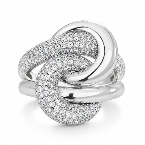 Sterling silver Abby design abstract knot design cubic zirconia ring 18mm wide - Image 3