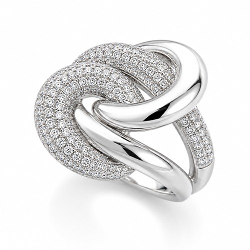 Sterling silver Abby design abstract knot design cubic zirconia ring 18mm wide - Image 2