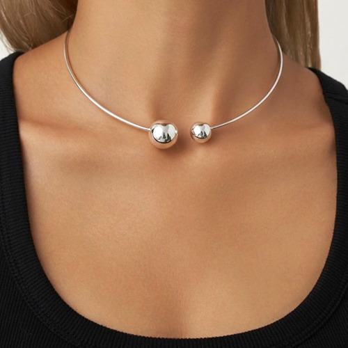 Sterling silver double ball unique design neckpiece