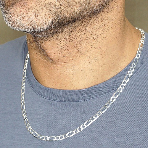 Sterling silver 5mm wide figaro link necklace