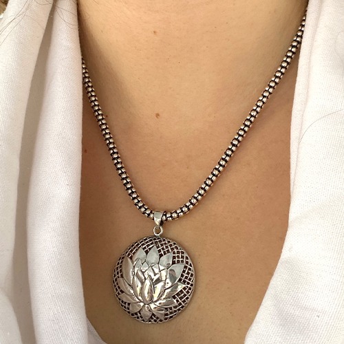 Sterling silver Protea flower design pendant 50mm long