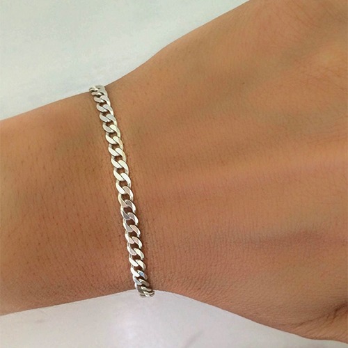 Sterling silver 4mm wide curb link bracelet