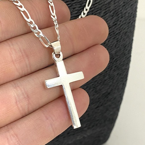 Sterling silver solid medium cross pendant 40mm size