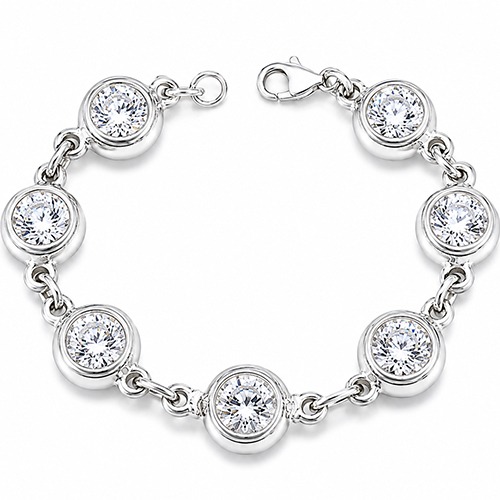 Sterling silver bulky cubic zirconia white stone bracelet 16mm wide