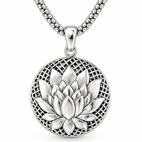 Sterling silver Protea flower design pendant 50mm long